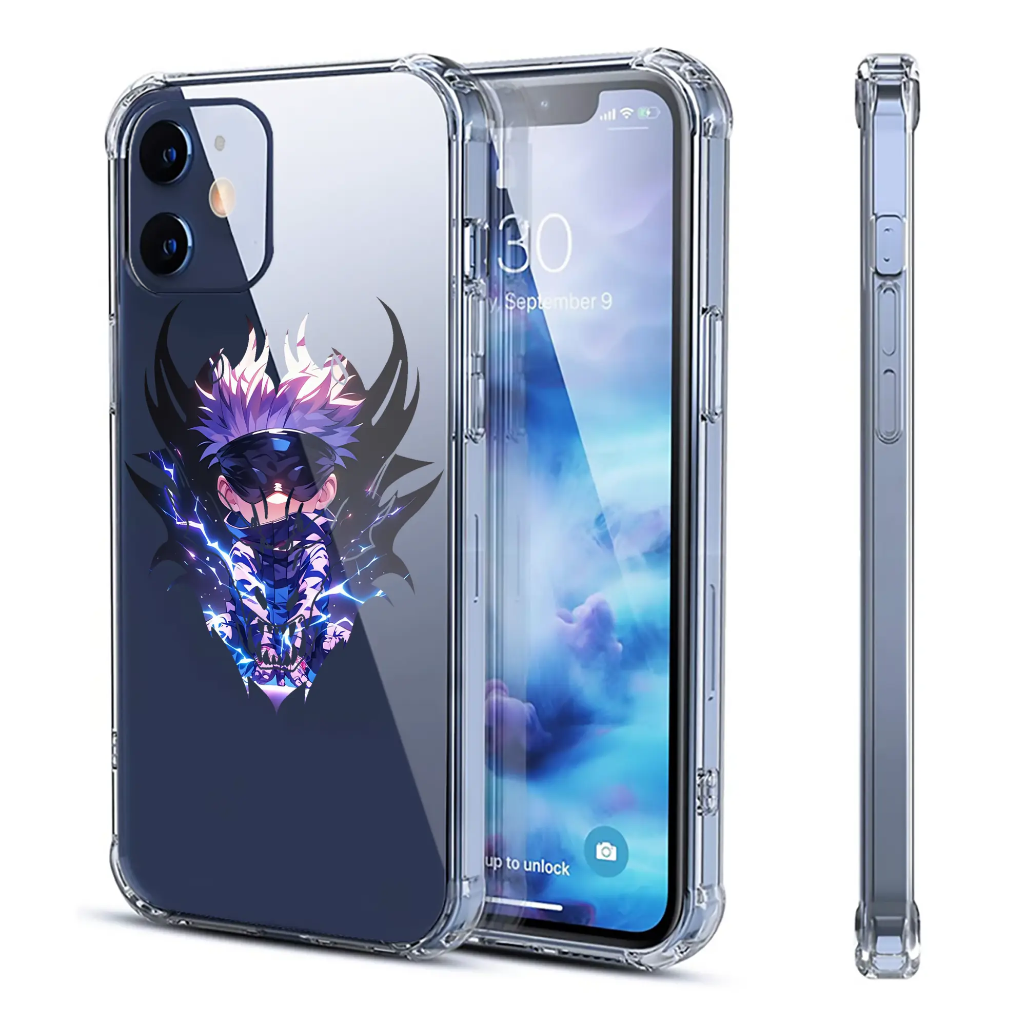 呪術廻戦 グッズ,五条 悟 - IPhone 12シリーズ対応 ・ 透明スマホケース ・ クリアソフトケース ・ TPU素材 ・ 耐衝撃 ・ 高密着 ・ 防汚 防指紋 ・ 簡単着脱